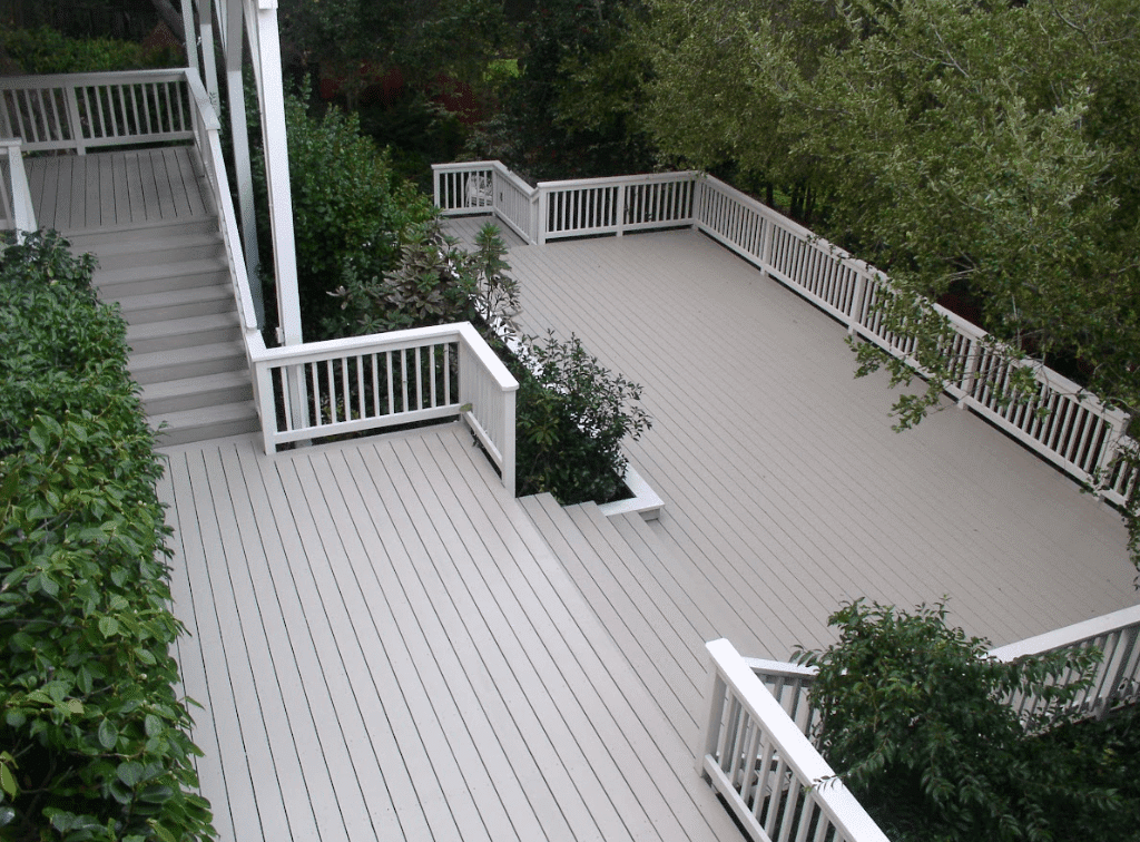 photo of a multi-level deck with spacious, distinct areas