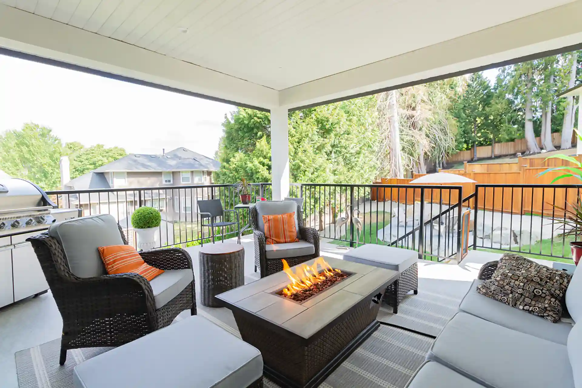 Photo of a covered patio with a retractable patio screen