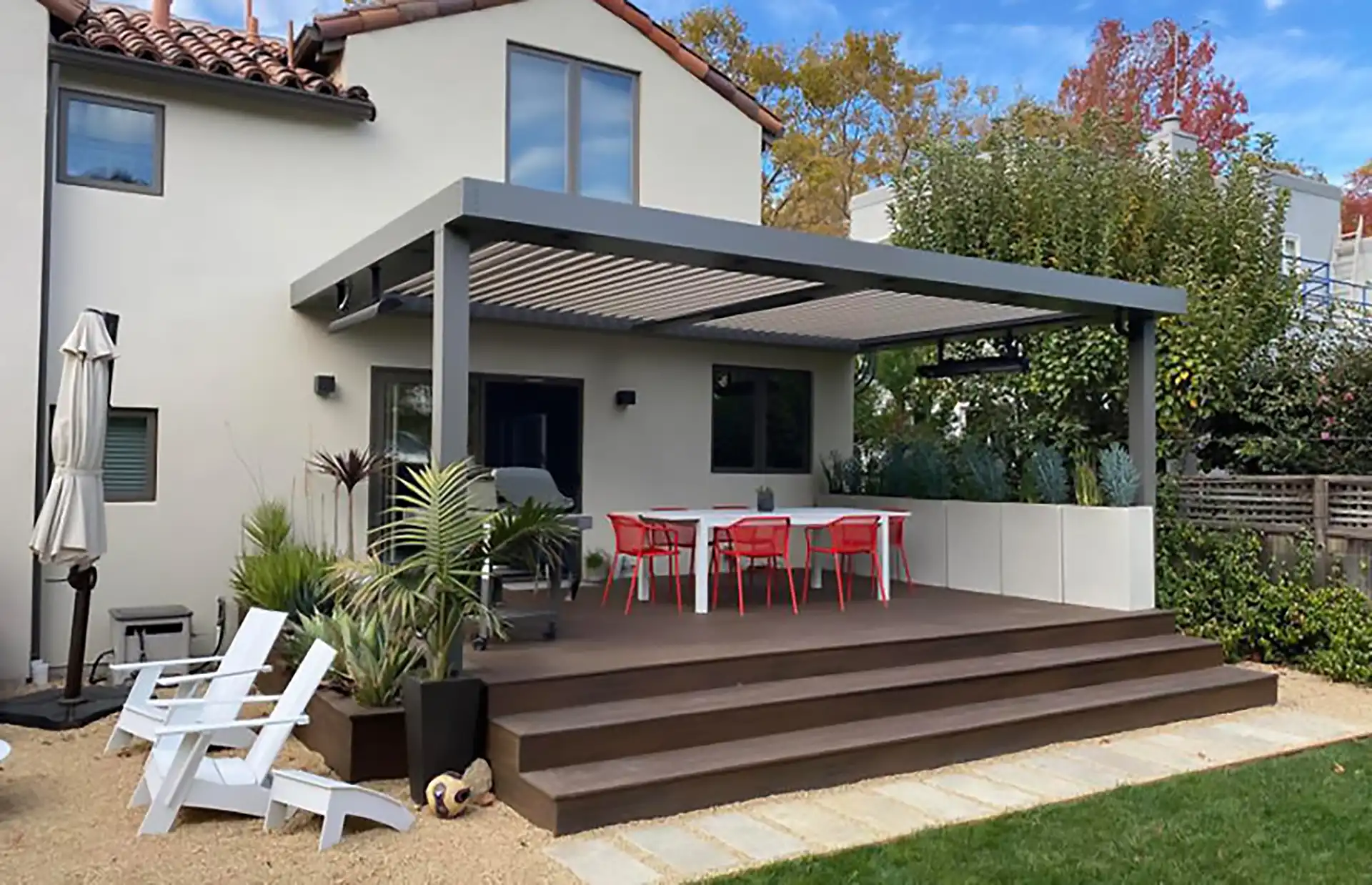 Photo of a pergola covering a deck
